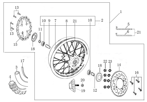 YCF Bigy 150 (Rear Wheel Assembly)