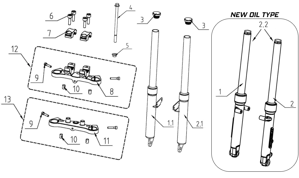 Front Forks, Fork Clamps, Brake Caliper