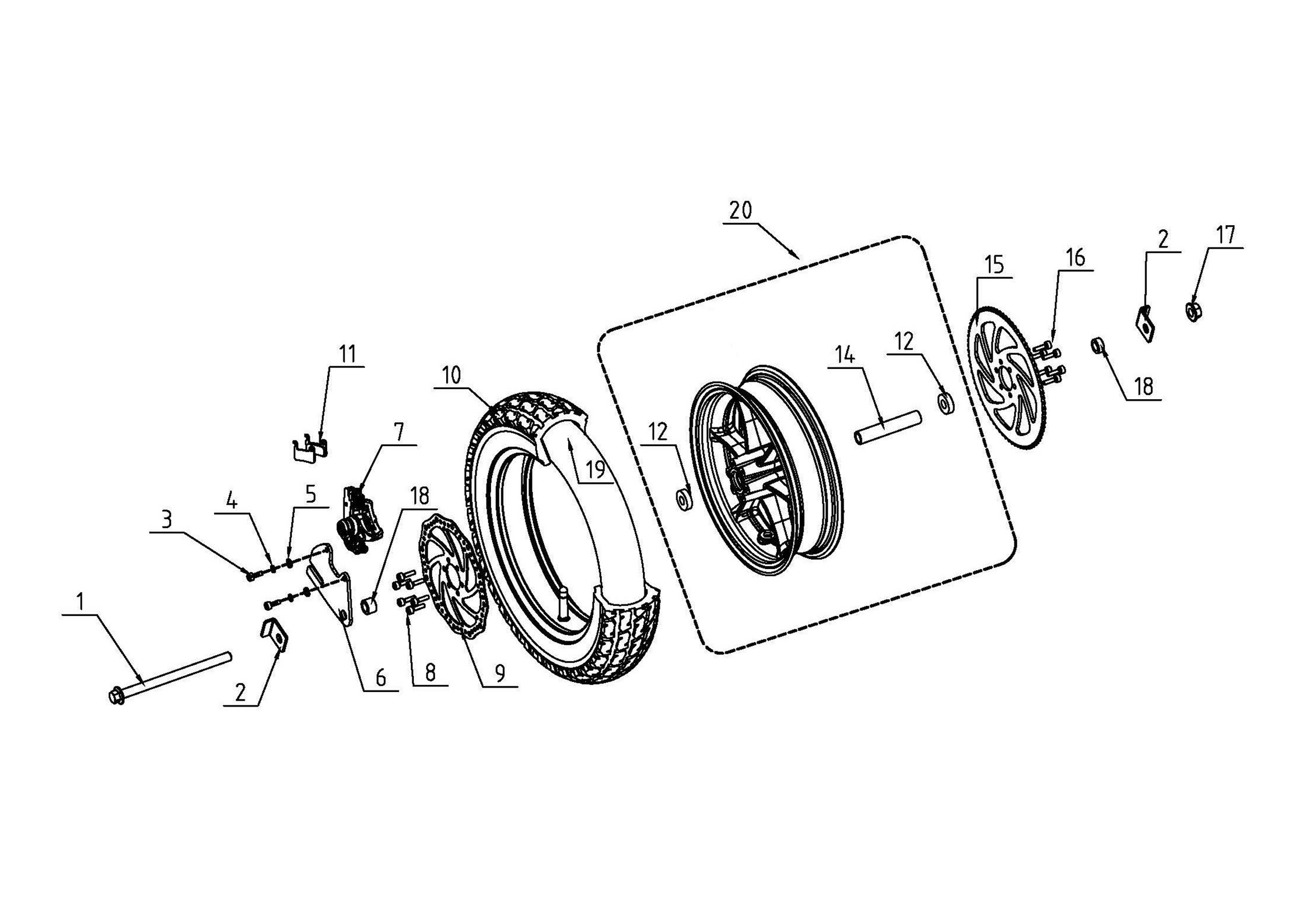 Rear Wheel Assembly and Brake