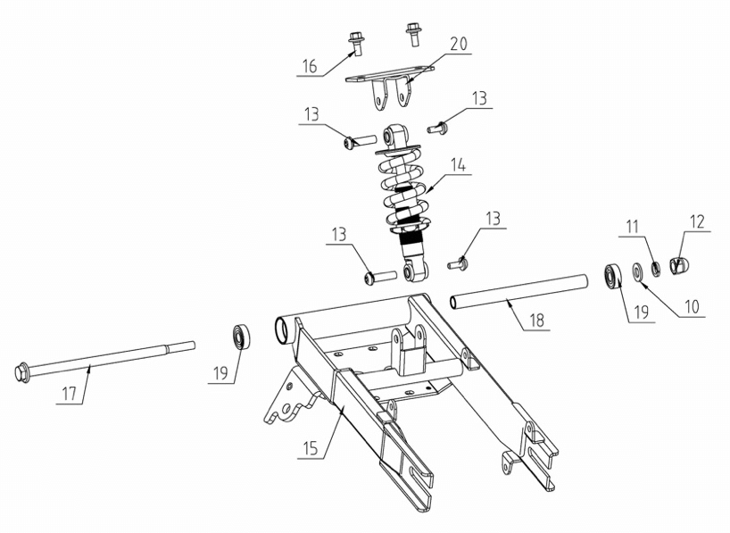 Rear Fork and Rear Shock