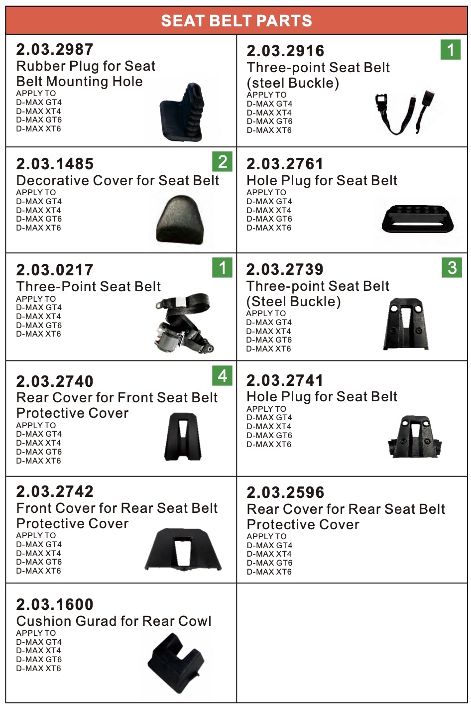 Seat Belt Parts Seat Belt Parts
