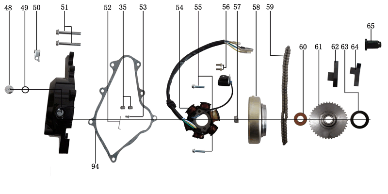 YCF 50A (Stator/Flywheel/Timing Chain)