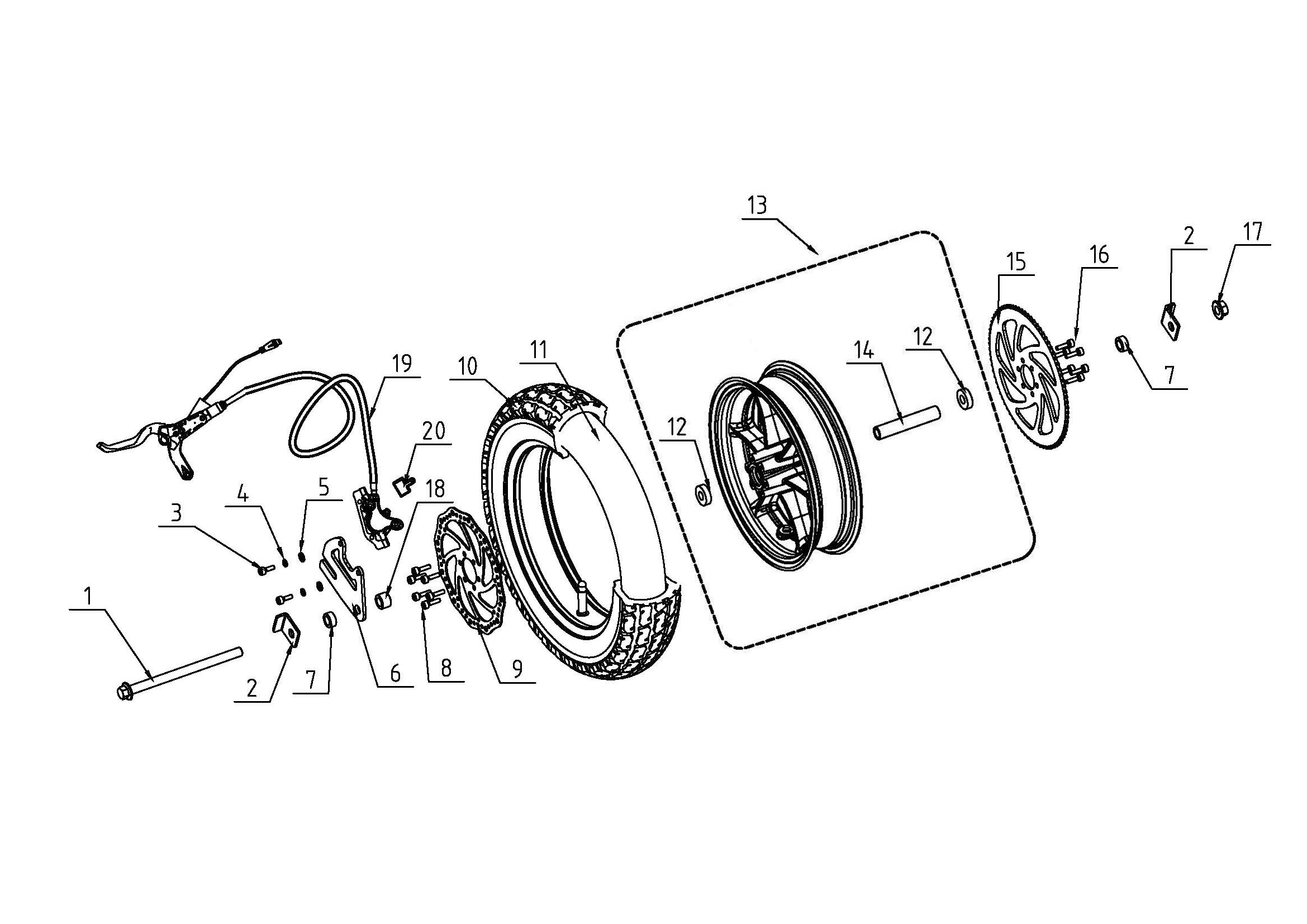 Rear Wheel Assembly and Brake