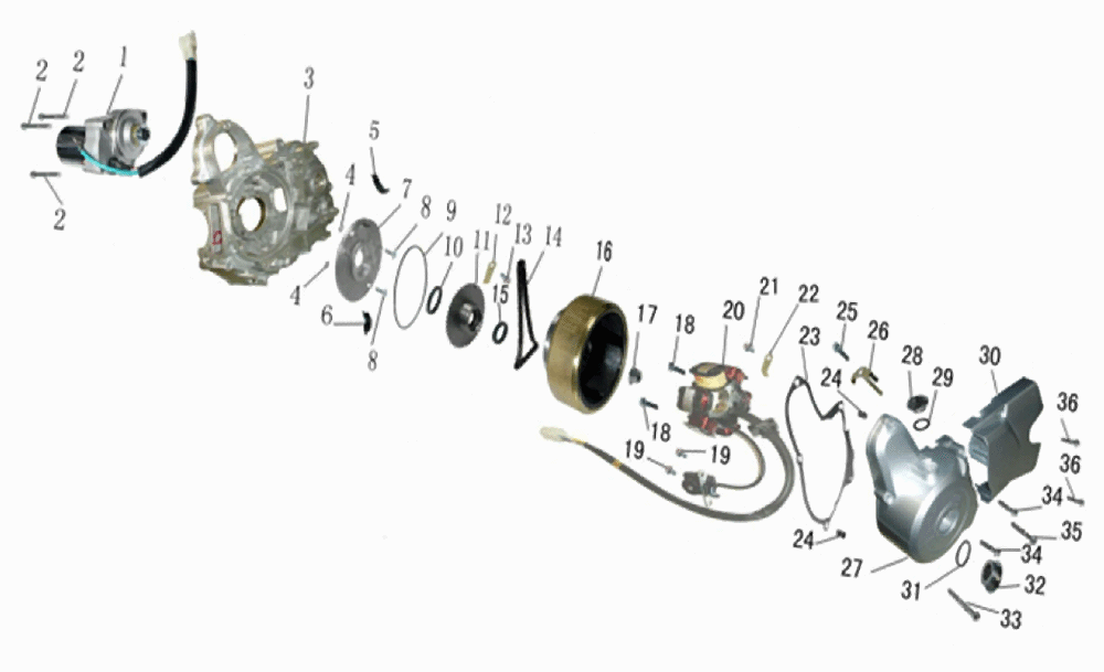 Crankcase - Left with Starter & Stator