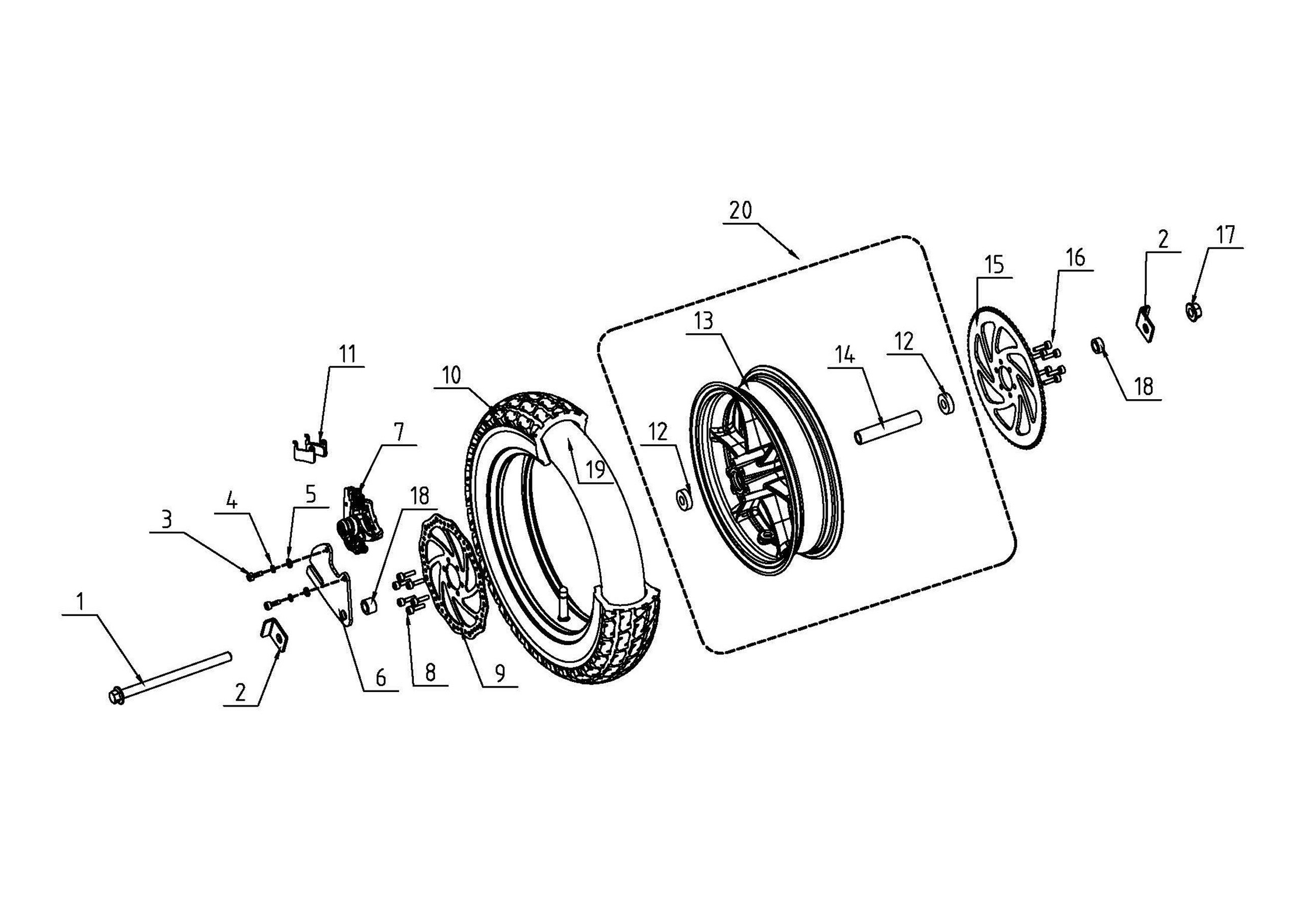 Rear Wheel Assembly and Brake