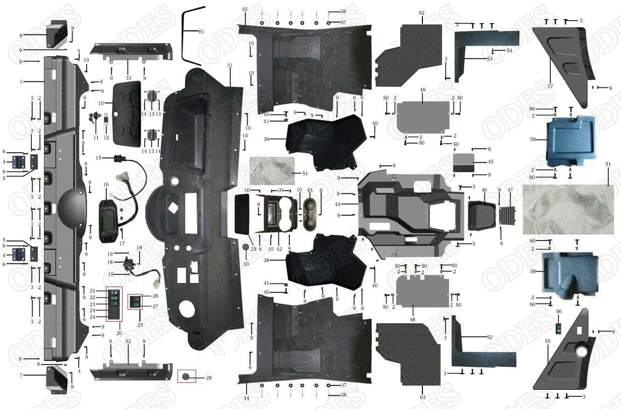 PLASTIC COVERS,MIDDLE WITH LED BAR