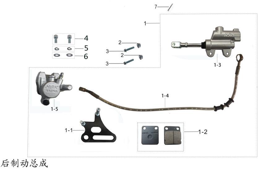 TS90 Rear Brake Assembly