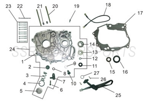 2022 SSR SR150 - Left Crankcase Half Parts Diagram