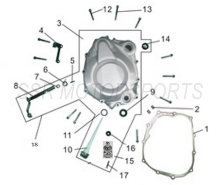 2022 SSR SR189 - Right Crankcase Cover Parts Diagram
