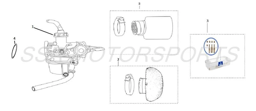 2022 SSR SR70AUTO - Carburetor And Air Filter Parts Diagram