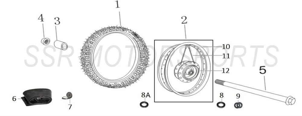 2022 SSR SR70AUTO - Front Wheel Parts Diagram