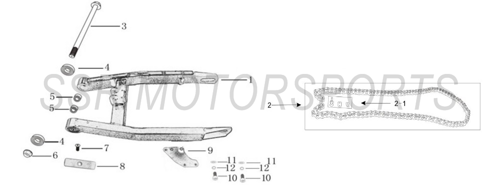 2016 SSR SR70C - Swingarm Parts Diagram