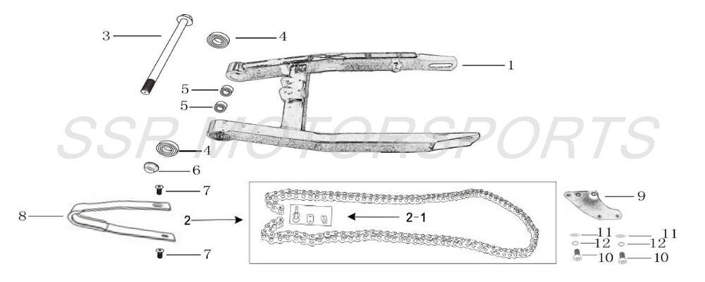 2022 SSR SR70C - Swingarm Parts Diagram