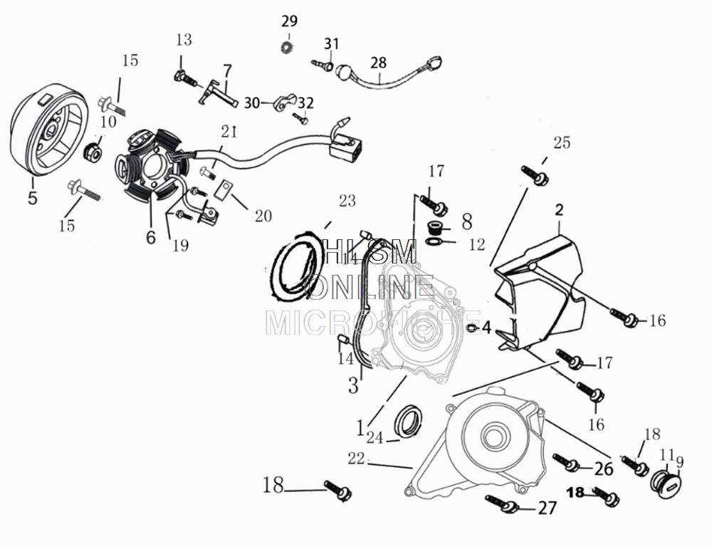 Crankcase Cover - Left W/Stator Assembly