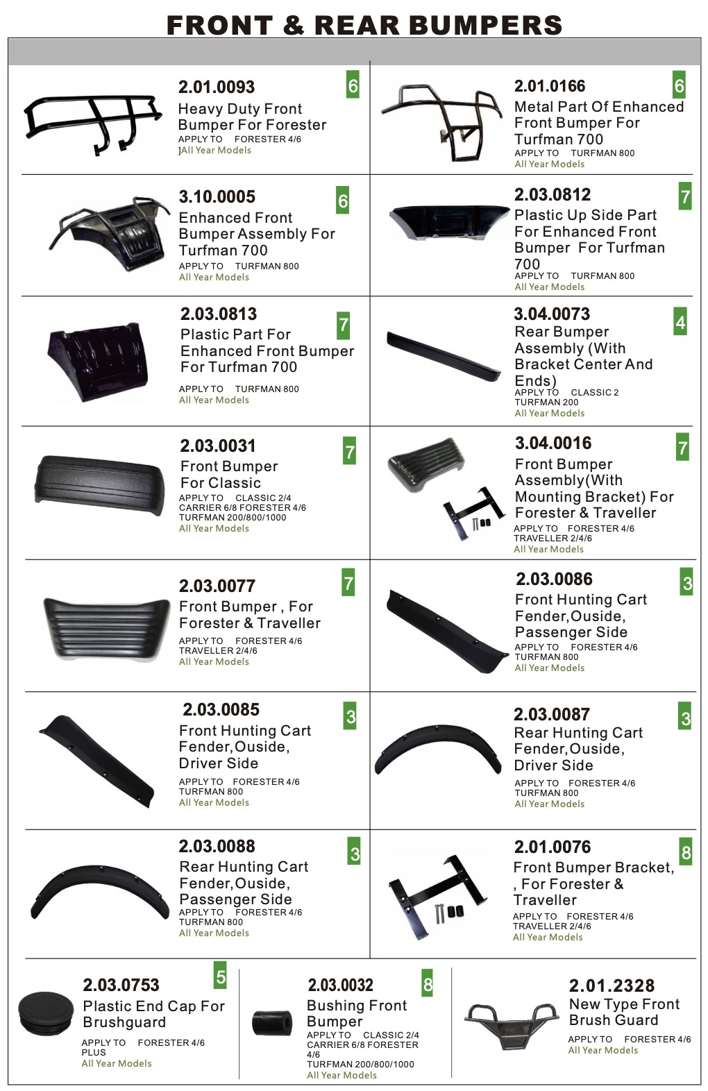 Front & Rear Bumpers Front & Rear Bumpers