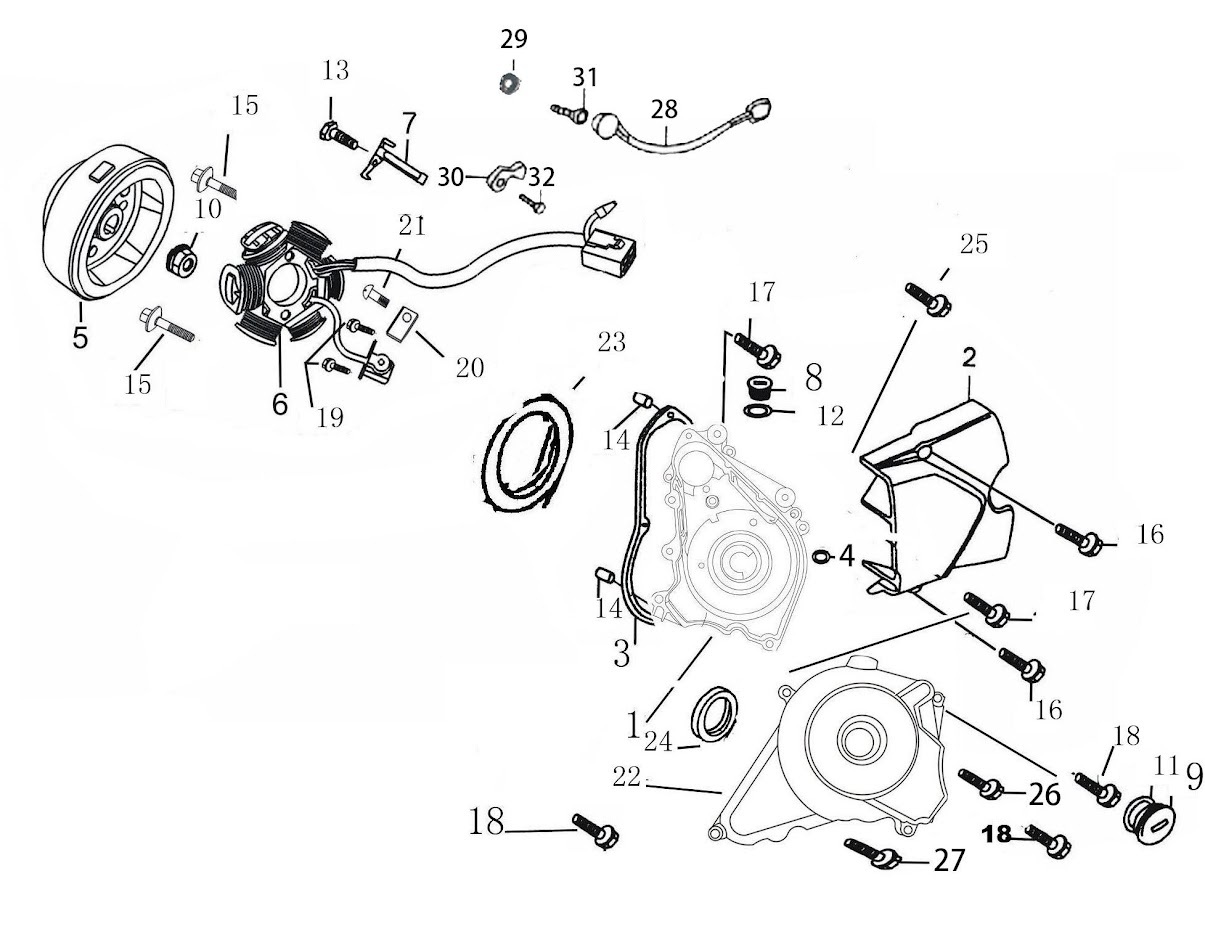 Left Crankcase Cover & Magnetic Motor