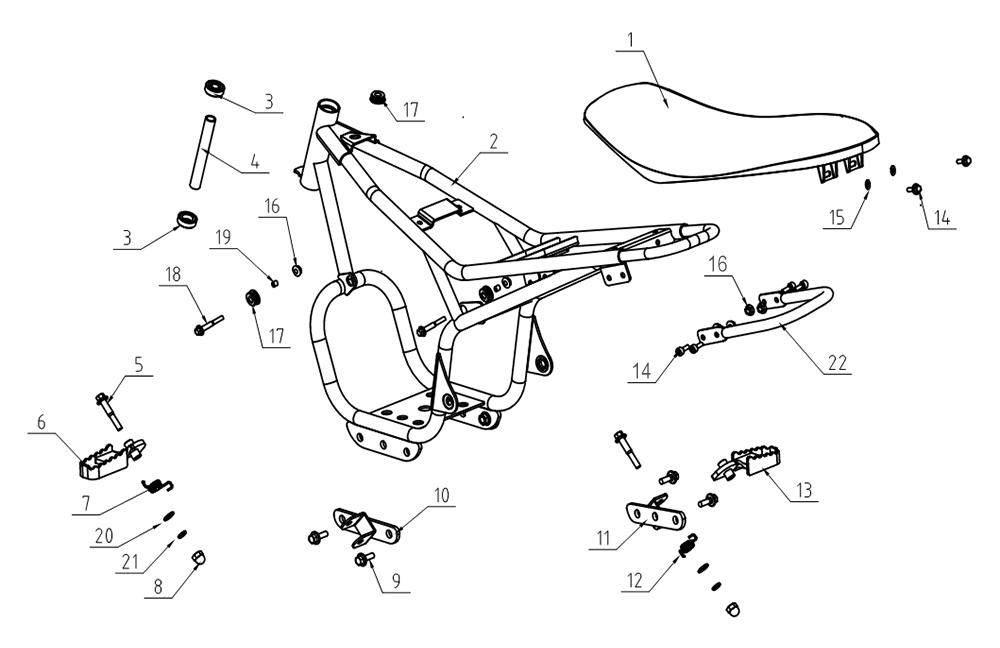 Frame Parts, Seat, Foot Pegs