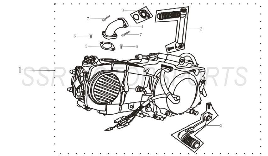 Engine/ Kickstarter/ Shifter/ Intake Manifold