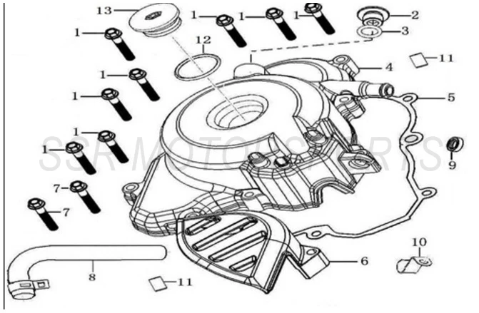 2017 SSR SR250S - Left Crankcase Cover Parts Diagram