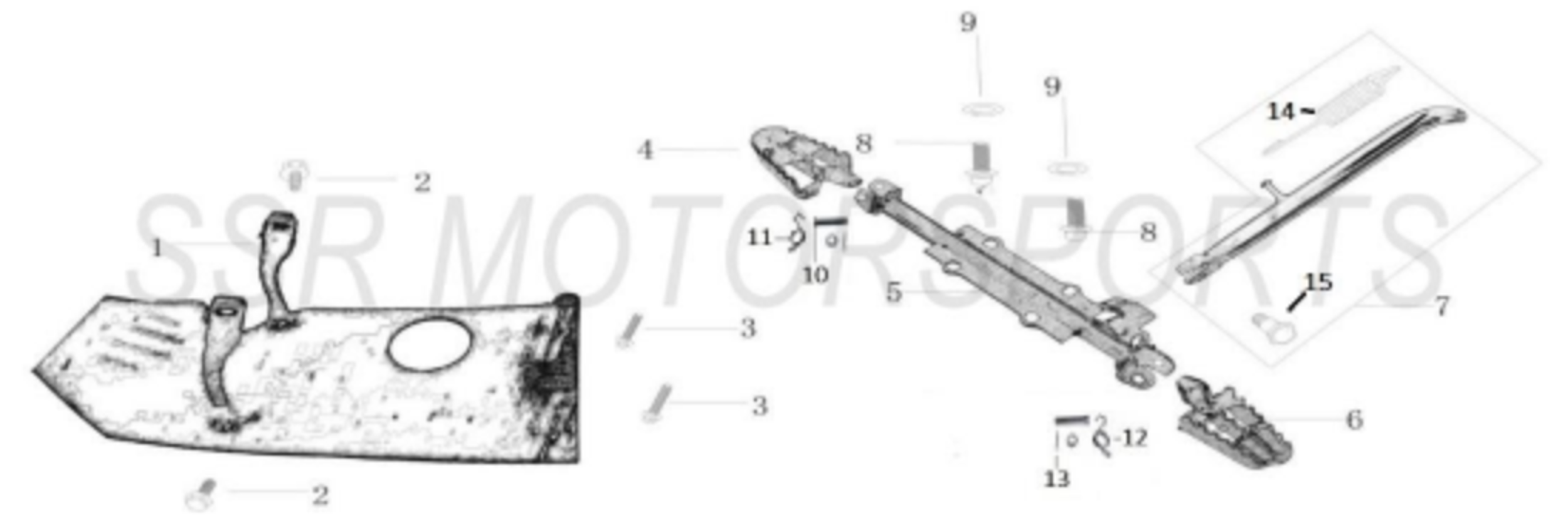 Skid Plate, Side Stand & Foot Pegs