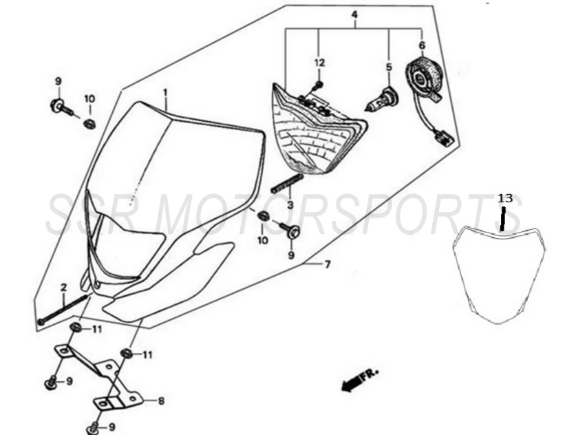 2017 SSR SR250S - Headlight / Front Number Plate Parts Diagram