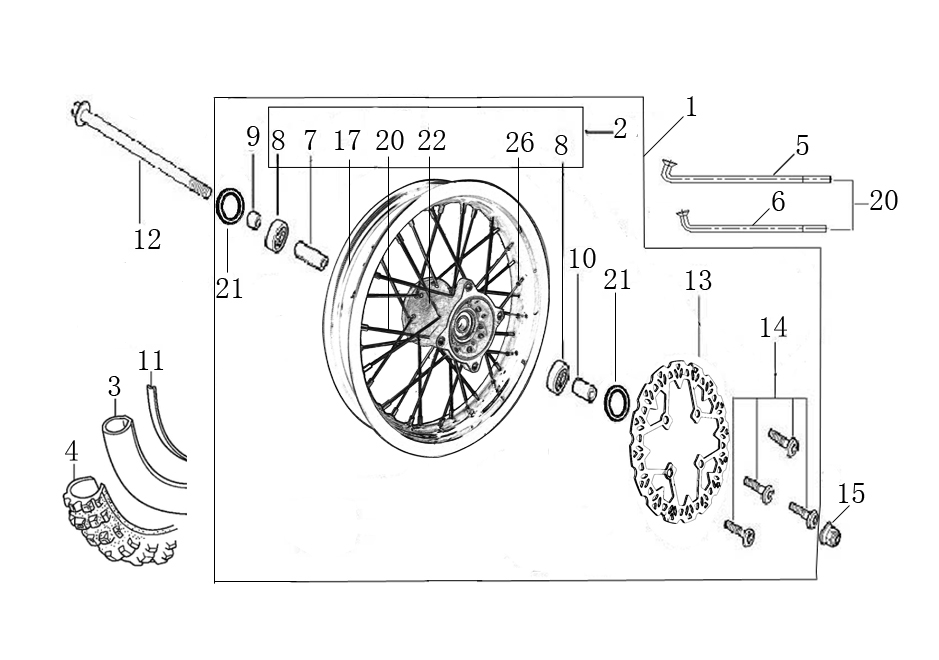 YCF 50A (Front Wheel Assembly)