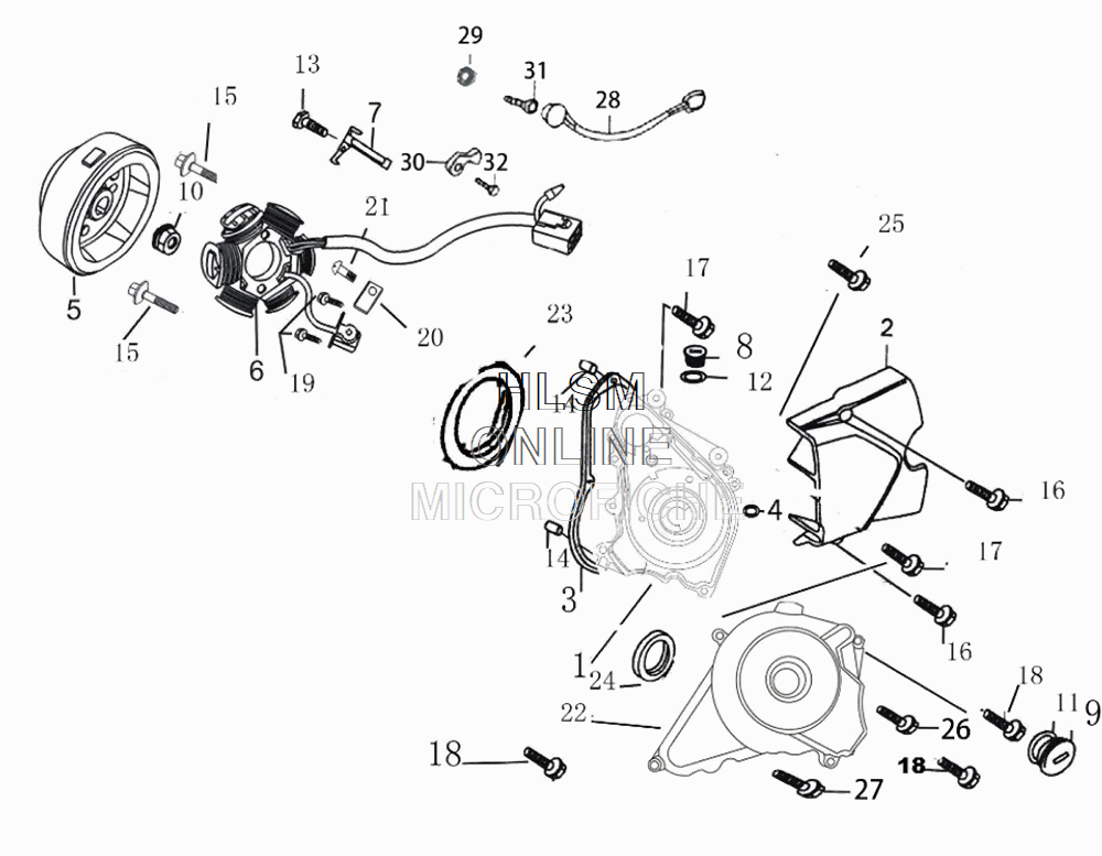 Crankcase Cover - Left W/Stator Assembly