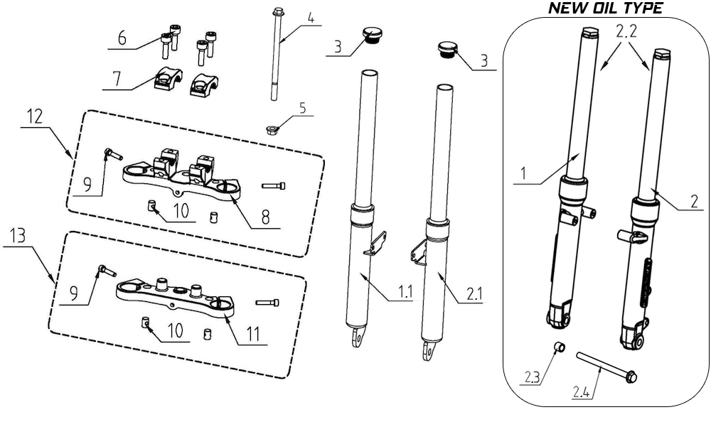 Front Forks, Fork Clamps, Brake Caliper