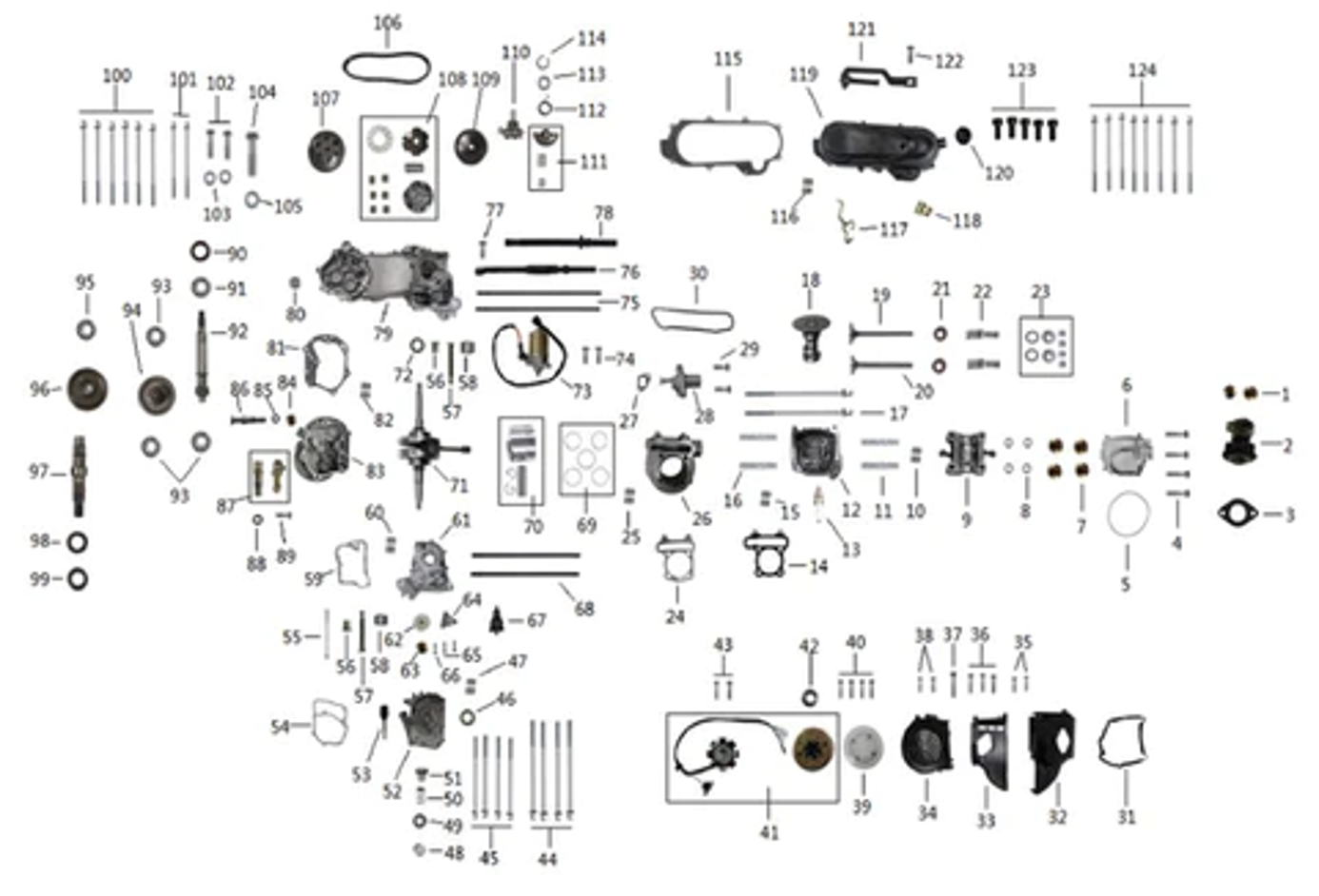 Tao Motor Racer 50 (GY6 Engine Assembly Parts)