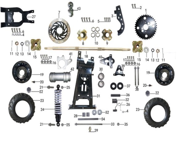 Tao Raptor 200 (Rear End Assembly)