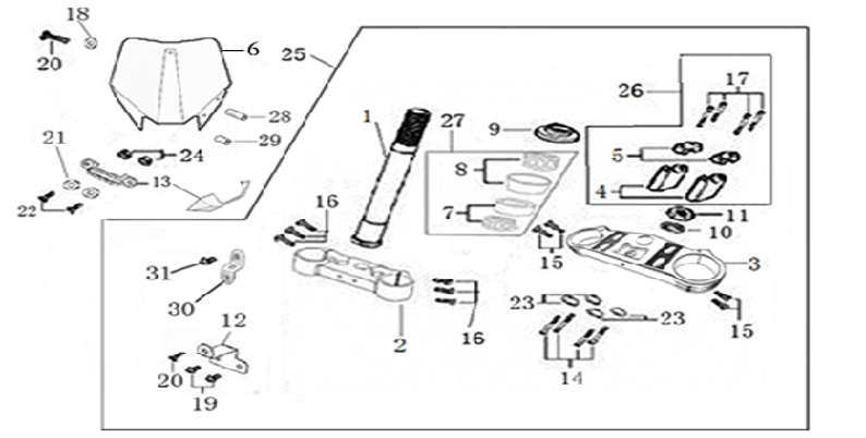 YCF Lite 110 Race Edition (Steering Stem Assembly)