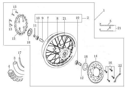 YCF 50A (Rear Wheel Assembly)