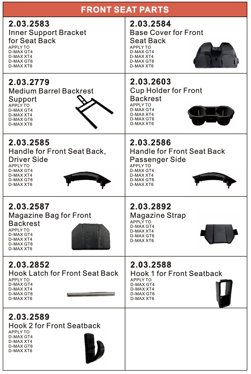 Front Seat Parts Front Seat Parts