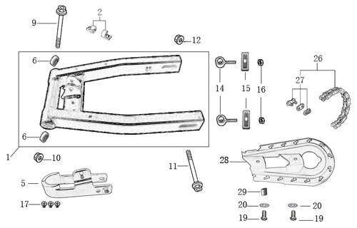 YCF 50A (Swing Arm Assembly)
