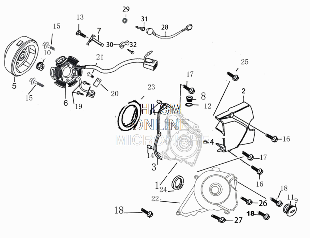Left Crankcase Cover & Magnetic Motor