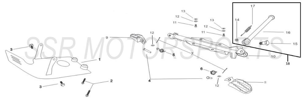 Skid Plate, Side Stand & Foot Pegs