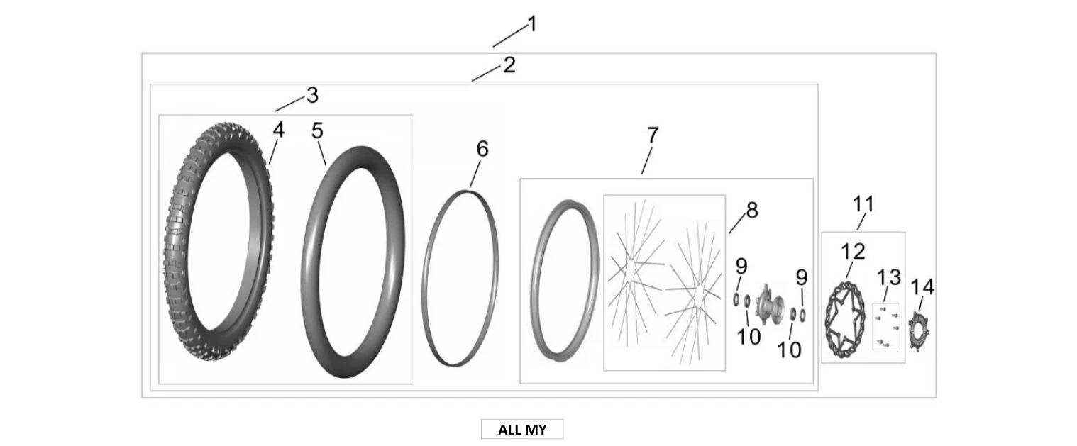 14. Front Wheel Assy. 80/100-19