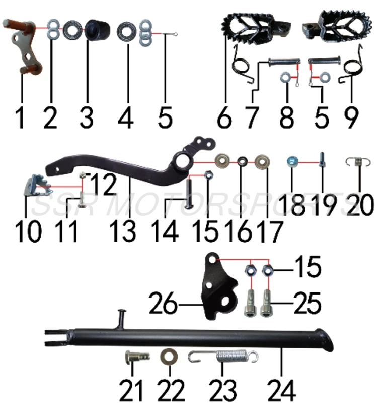 2026 SSR XD150 Footpegs & Side Stand
