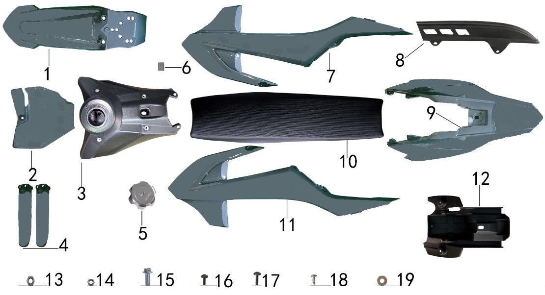 Plastics, Seat, Gas Tank