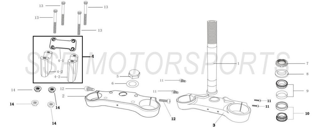 2022 SSR TR110 - Upper & Lower Triple Clamp Parts Diagram