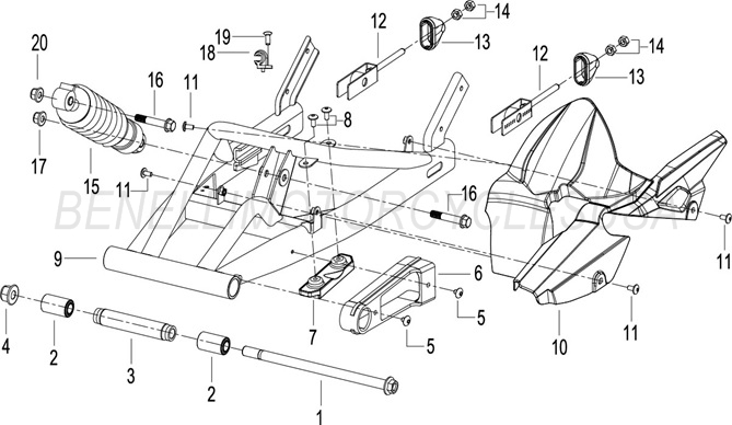 2021 Benelli TNT 135 Swingarm Parts Diagram