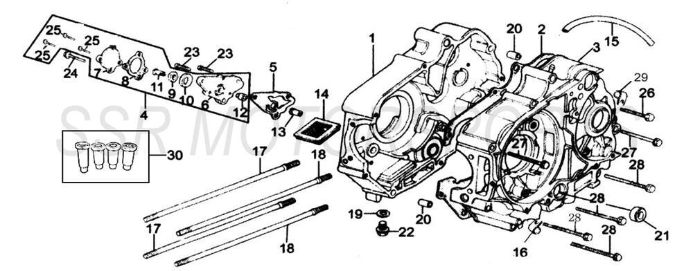 2022 SSR SR125 - Crankcase & Oil Pump Parts Diagram