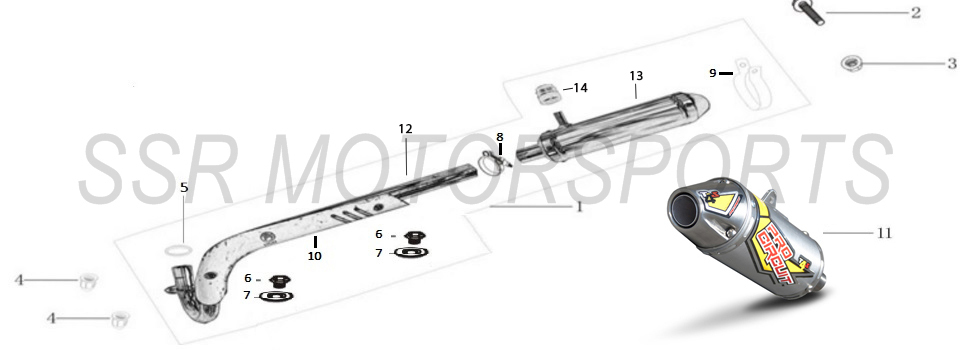 2022 SSR SR125 - Muffler Parts Diagram