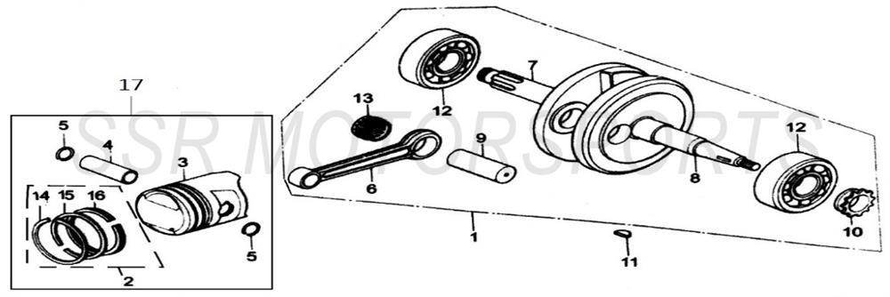 2017 SSR SR110SEMI - Crankshaft & Piston Parts Diagram