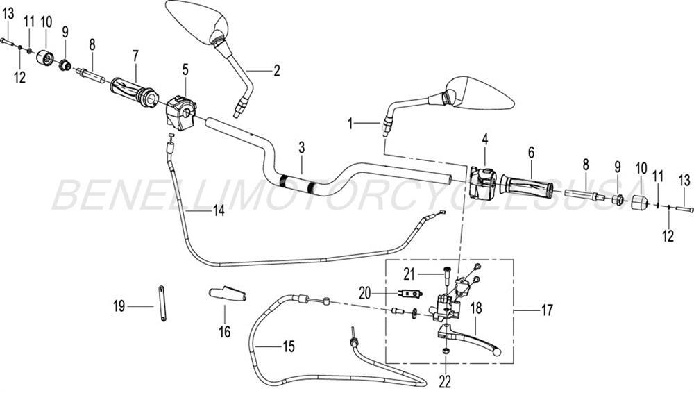 2022 Benelli TNT 135 Handlebars Parts Diagram