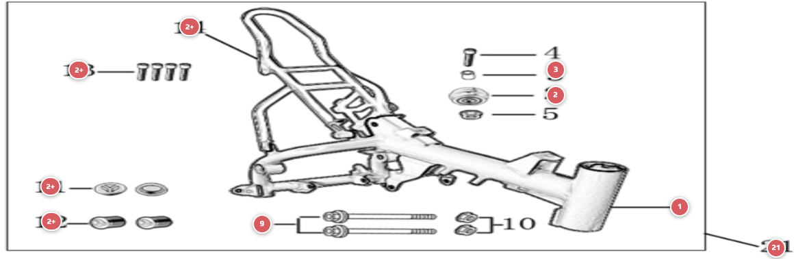 2023 YCF 50E Frame Parts Diagram