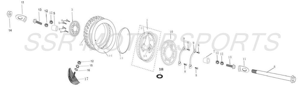 2022 SSR SR140TR - Rear Wheel Parts Diagram