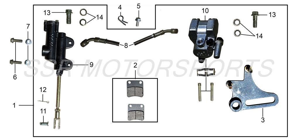 2022 SSR TR110 - Rear Brake System Parts Diagram