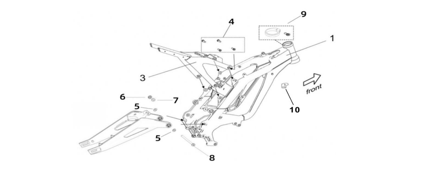 2025 Surron Light Bee X - Frame / Subframe Parts Diagram