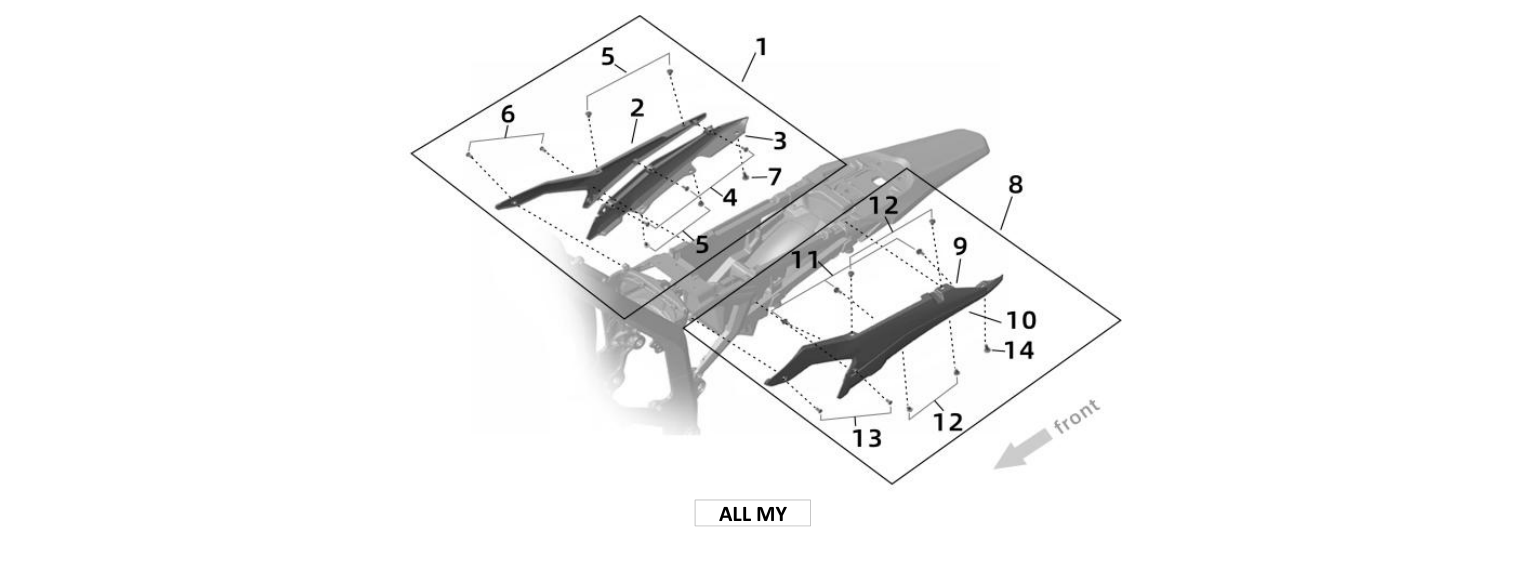 2026 Surron Ultra Bee - L&R Frame Shroud Parts Diagram